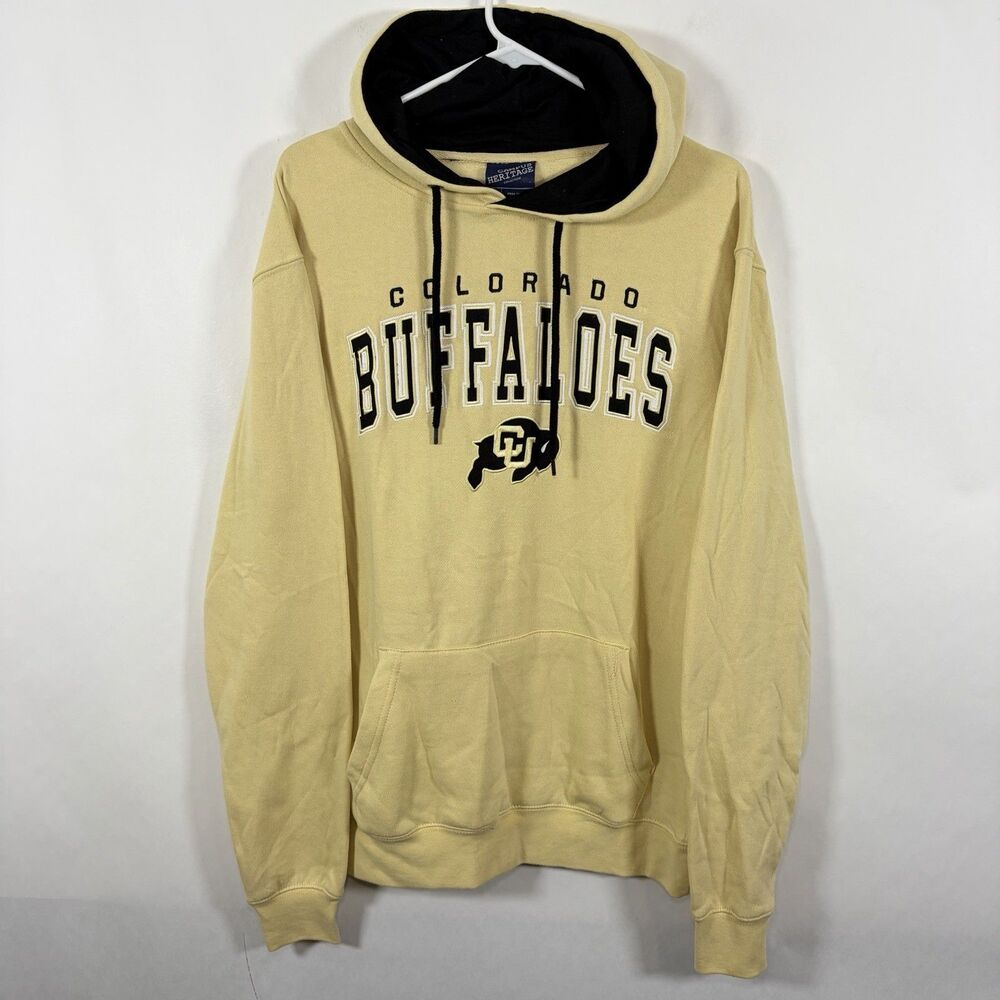 Colorado Buffaloes Campus Heritage Hoodie Mens Size Medium Yellow Embroidered